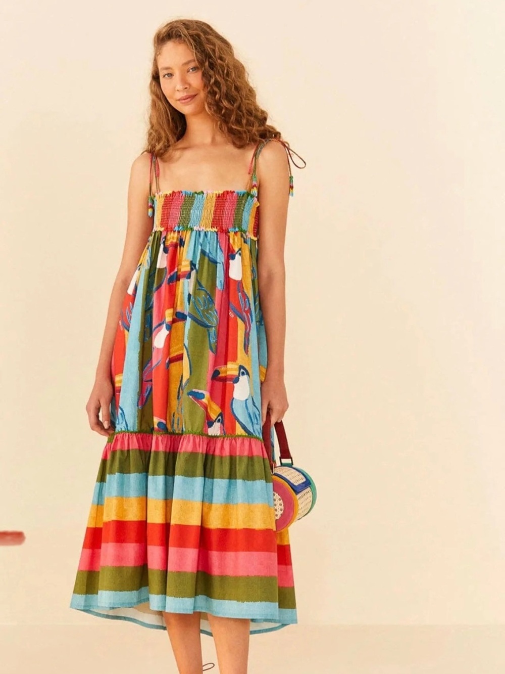 Farm Rio: WONDERFUL TOUCANS MDI DRESS - Picture 10 of 14